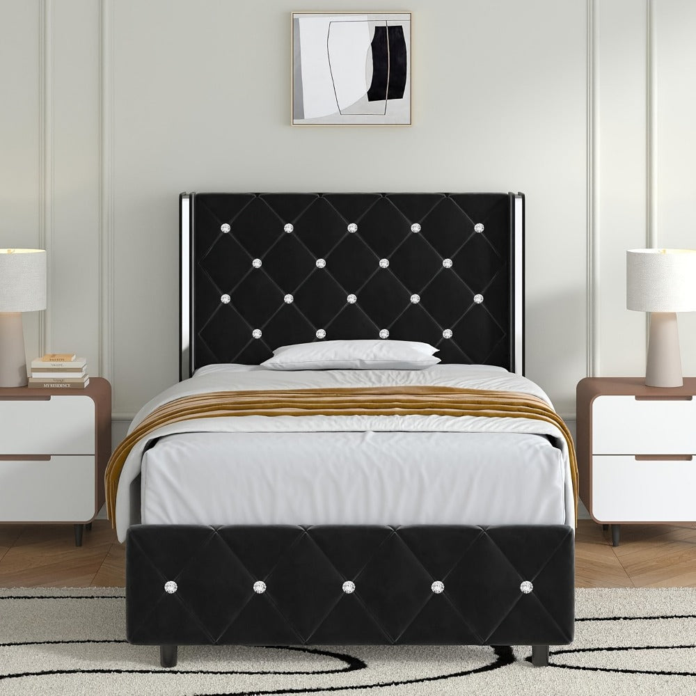 Upholstered Bed Frame with No Box Spring Needed, Bedroom Platform Bed detail image - detail view 7