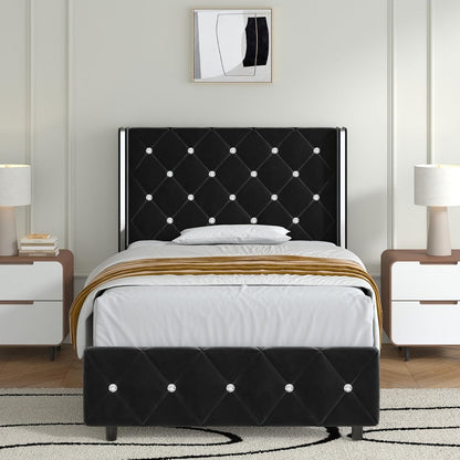 Upholstered Bed Frame with No Box Spring Needed, Bedroom Platform Bed detail image - detail view 7