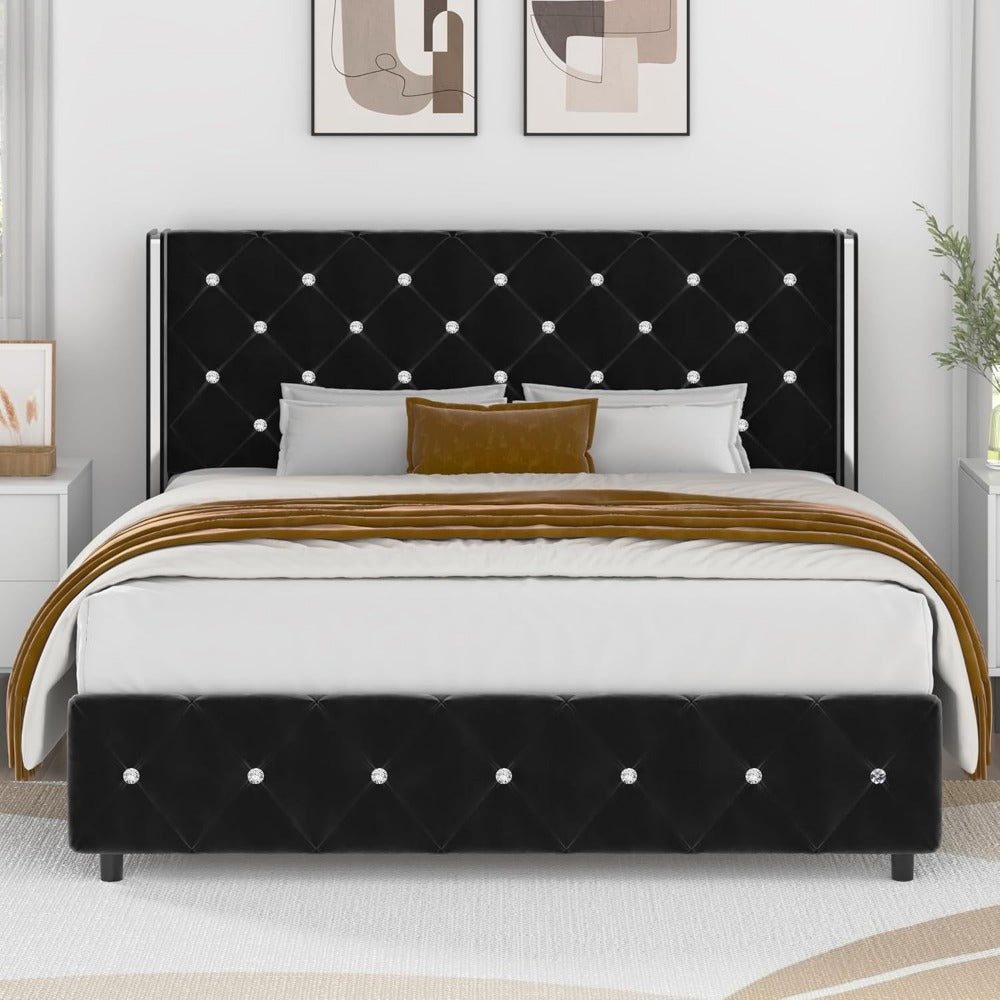 Upholstered Bed Frame with No Box Spring Needed, Bedroom Platform Bed detail image - detail view 9