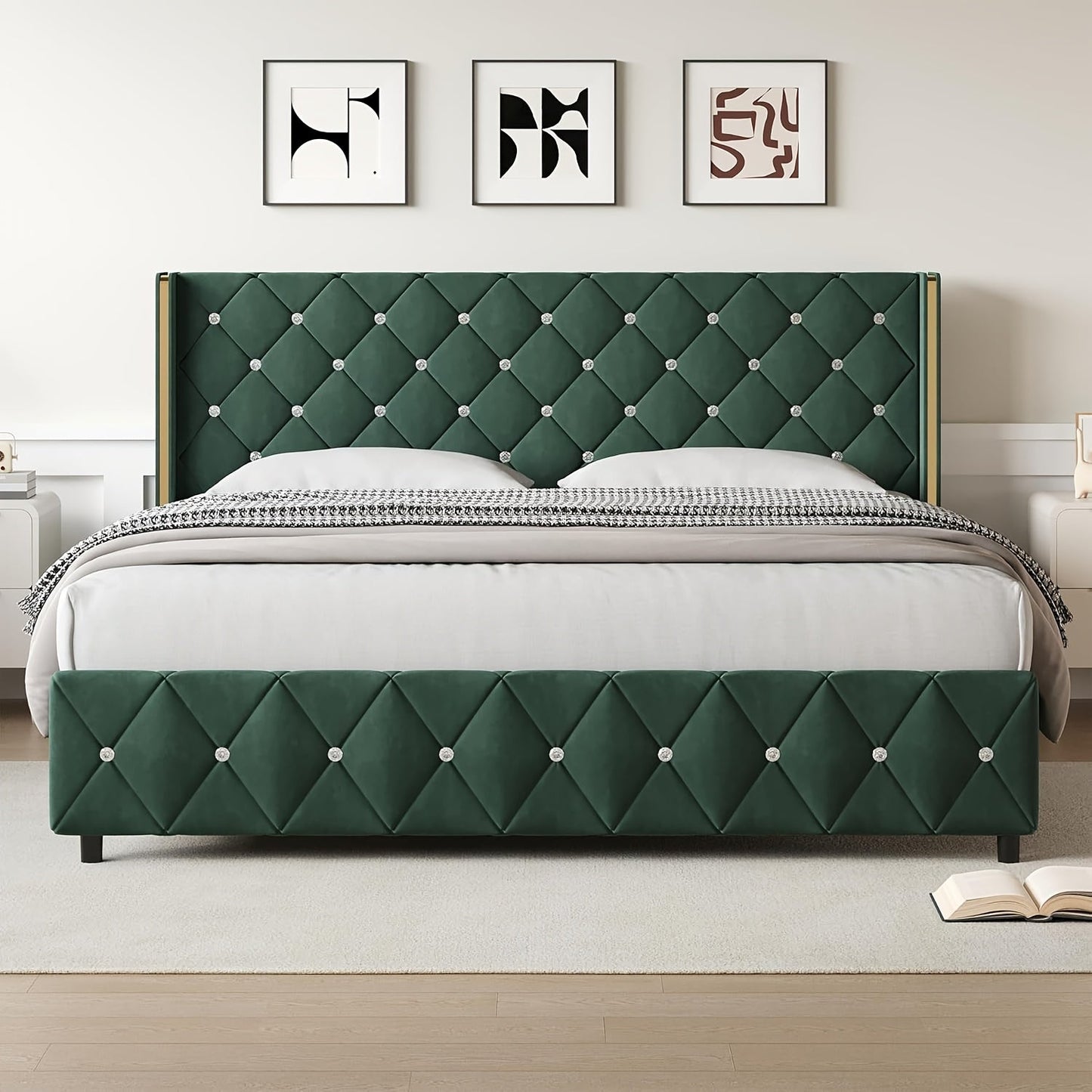 Bed Frame shown in the Green, King option