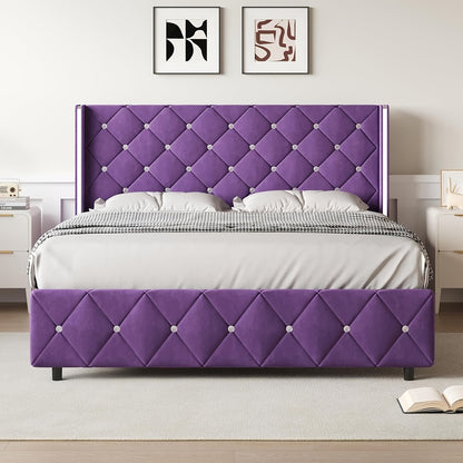 Bed Frame shown in the Purple, Queen option