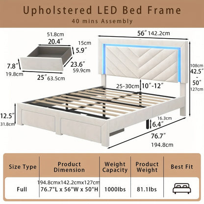 Upholstered Bed Frame with Storage Drawers and Charging Station detail image - detail view 9