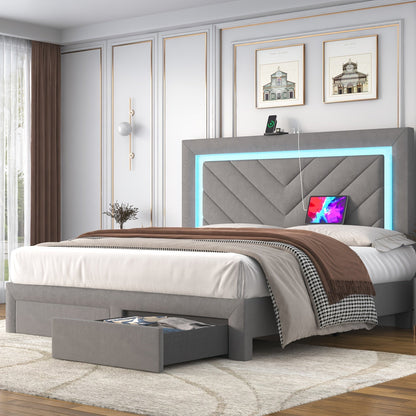 Bed Frame shown in the Grey, Full option
