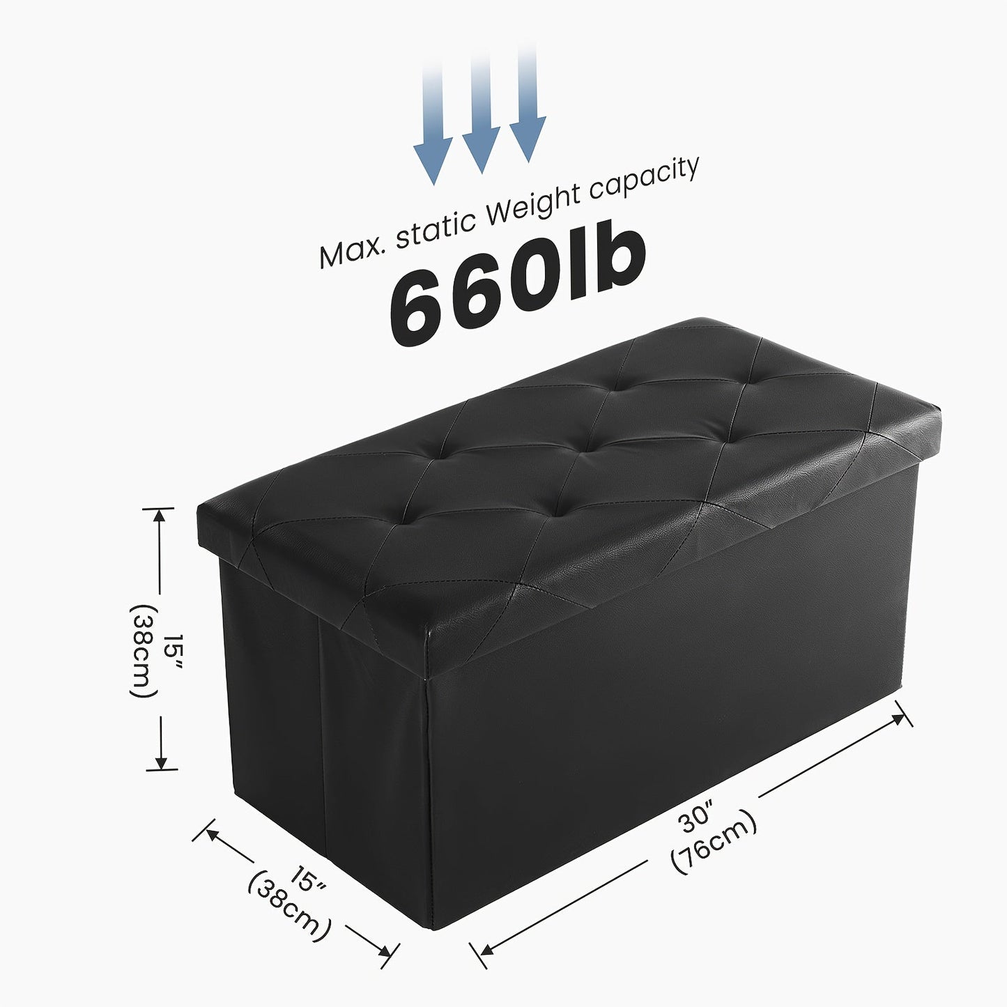Ottoman shown in the BLACK, 30INCH option