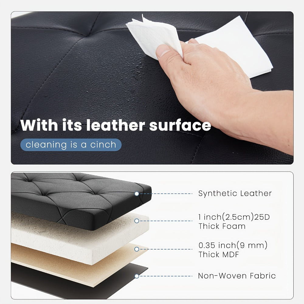 Upholstered Faux Leather Ottoman with Hidden Storage and Lift-Top Storage detail image - detail view 10