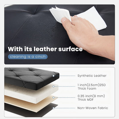 Upholstered Faux Leather Ottoman with Hidden Storage and Lift-Top Storage detail image - detail view 10