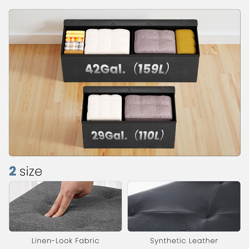 Upholstered Faux Leather Ottoman with Hidden Storage and Lift-Top Storage detail image - detail view 11