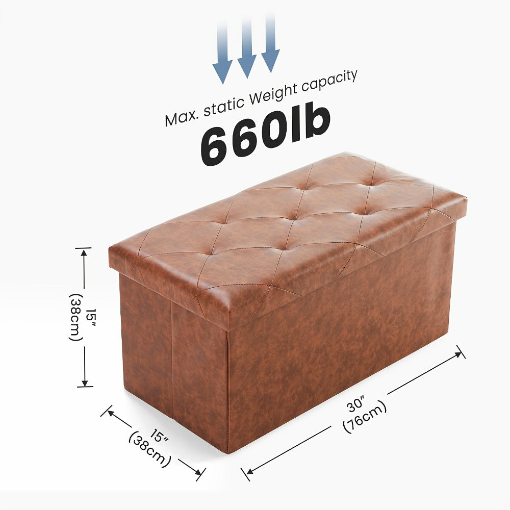 Upholstered Faux Leather Ottoman with Hidden Storage and Lift-Top Storage detail image - detail view 12