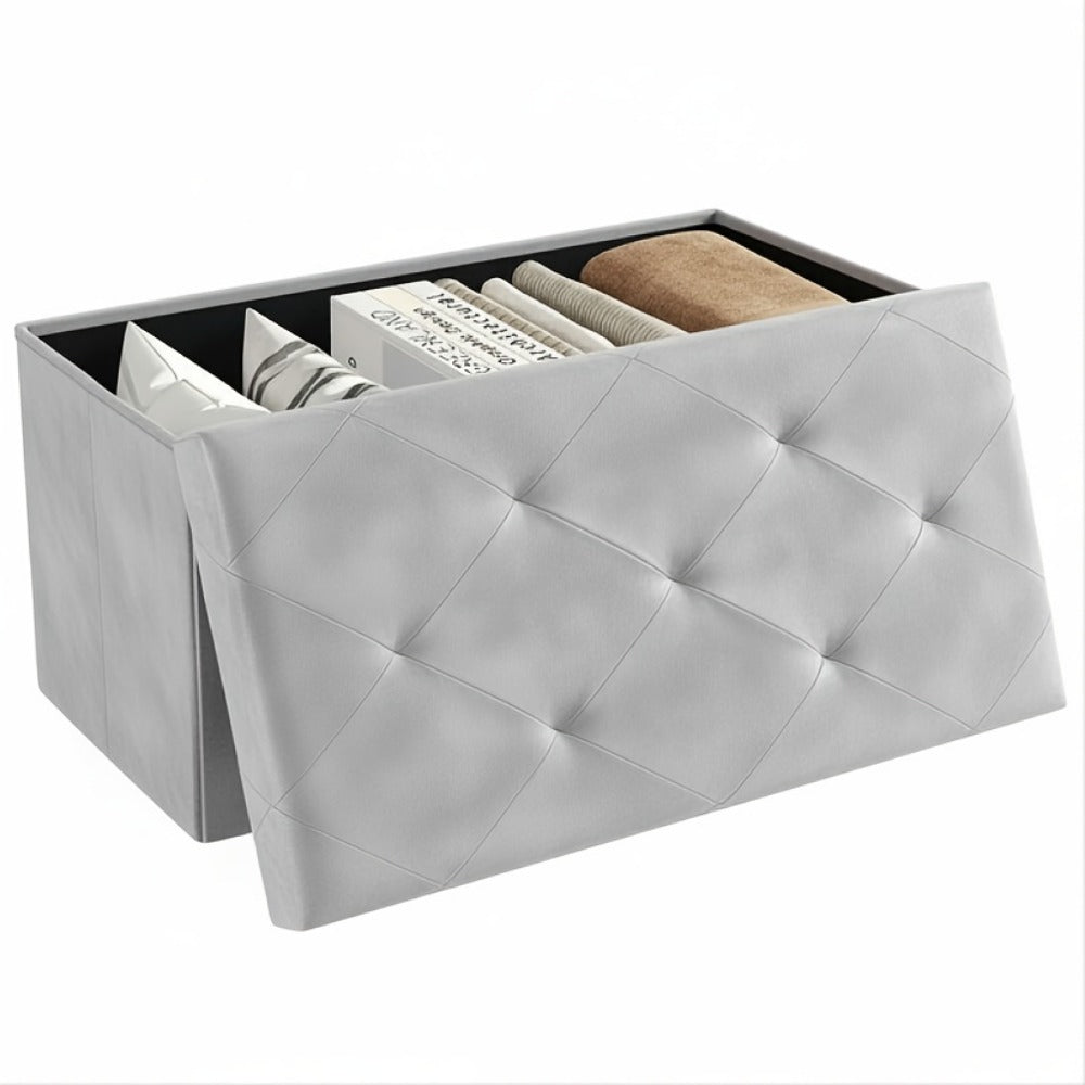 Upholstered Faux Leather Ottoman with Hidden Storage and Lift-Top Storage detail image - detail view 3