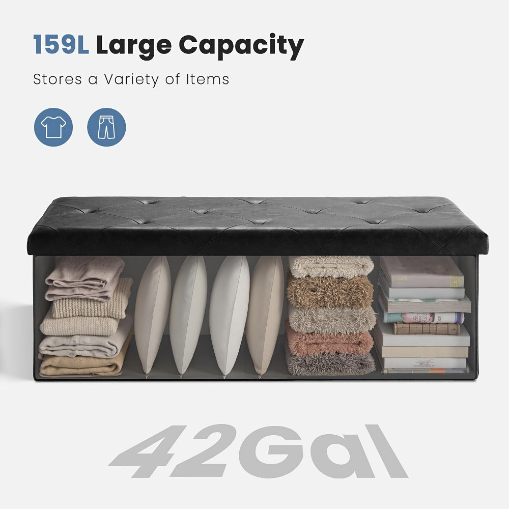 Upholstered Faux Leather Ottoman with Hidden Storage and Lift-Top Storage detail image - detail view 8