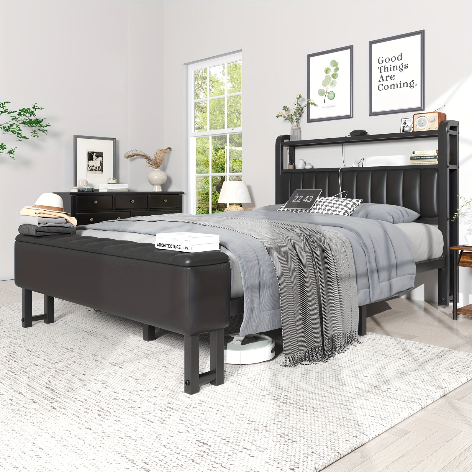Bed Frame shown in the Black, Full option