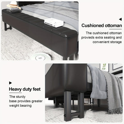 Upholstered Metal Bed Frame with LED Lighting and Hidden Storage for Bedroom detail image - detail view 13