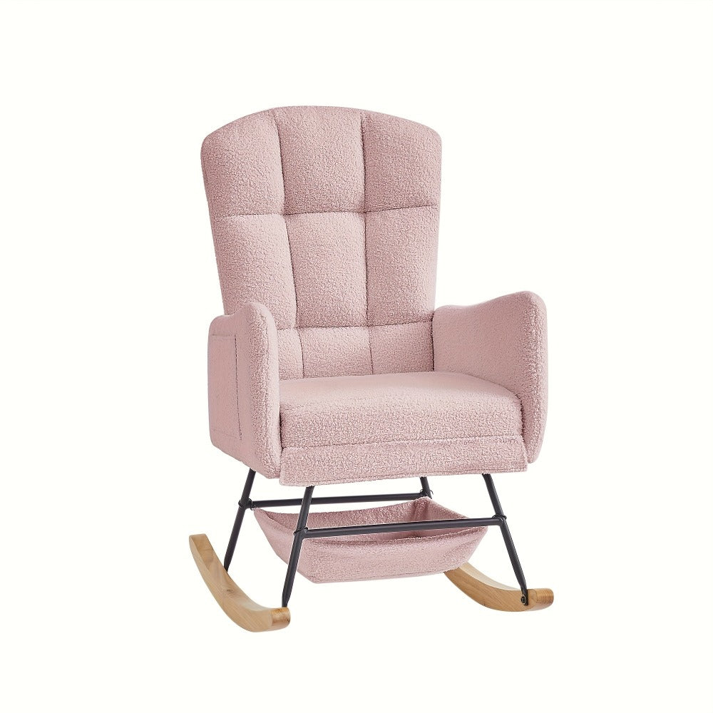 Upholstered Metal Rocking Chair with Solid Wood Construction detail image - detail view 11