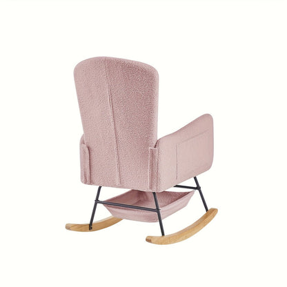 Upholstered Metal Rocking Chair with Solid Wood Construction detail image - detail view 12