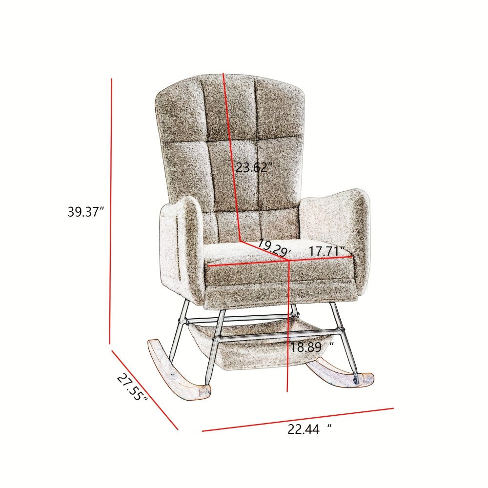 Upholstered Metal Rocking Chair with Solid Wood Construction detail image - detail view 4