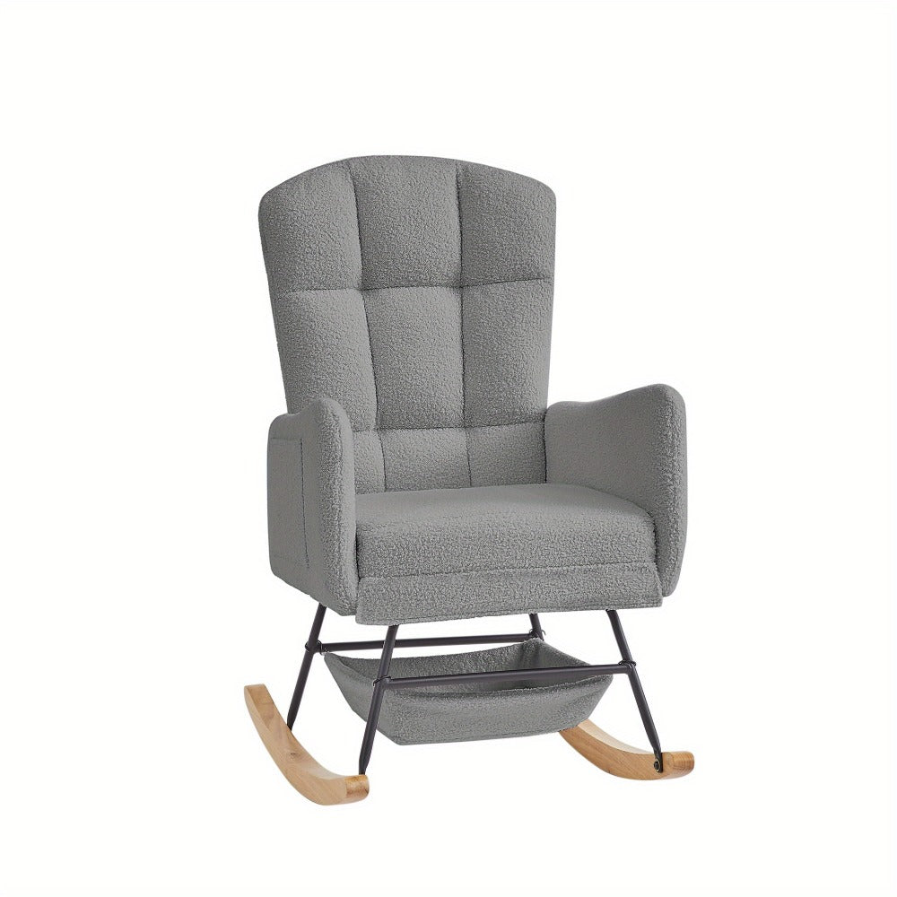 Upholstered Metal Rocking Chair with Solid Wood Construction detail image - detail view 7