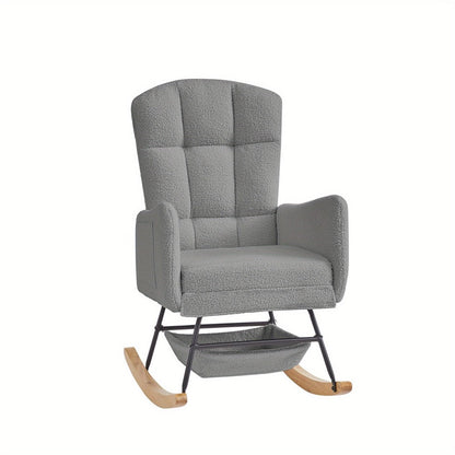 Upholstered Metal Rocking Chair with Solid Wood Construction detail image - detail view 7
