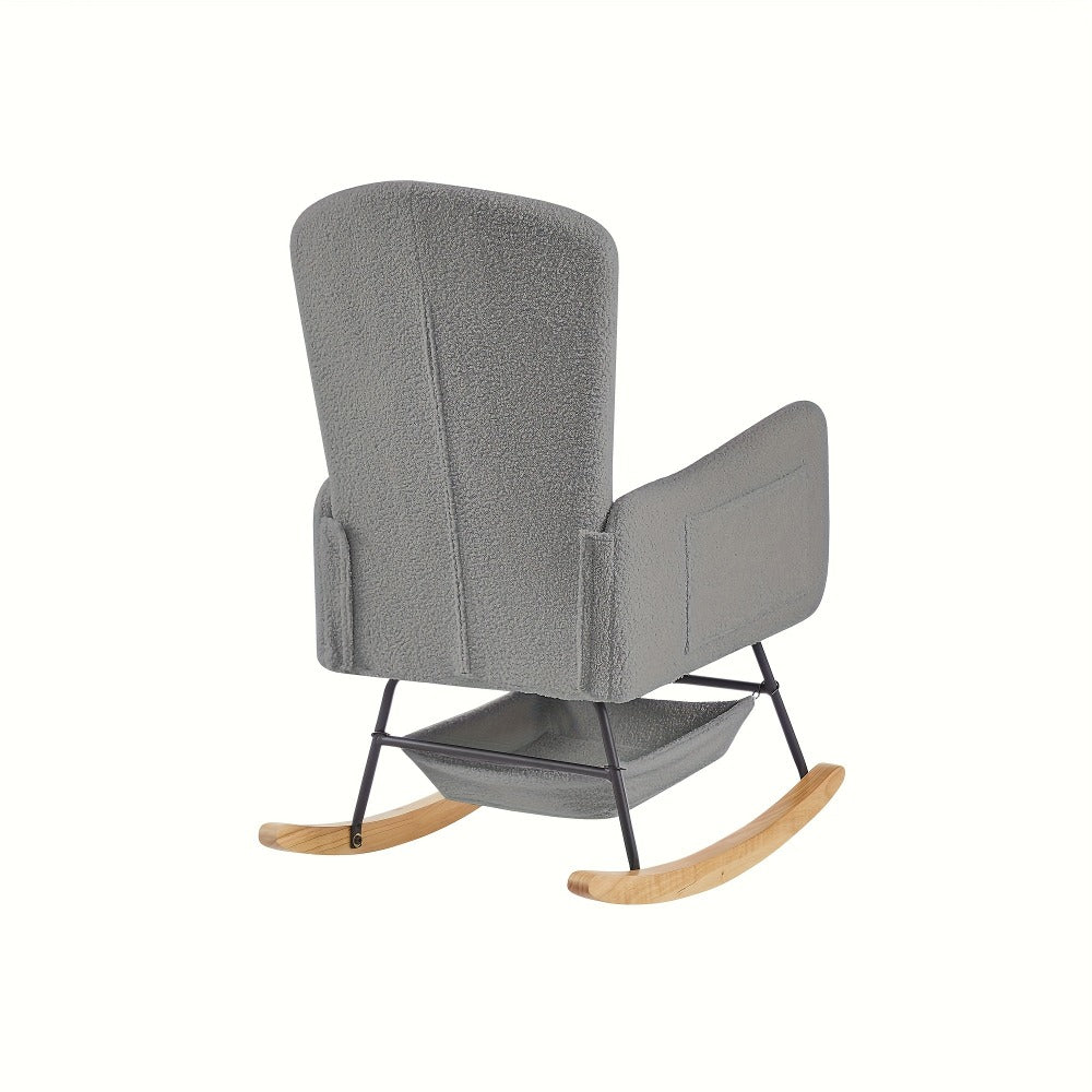 Upholstered Metal Rocking Chair with Solid Wood Construction detail image - detail view 9