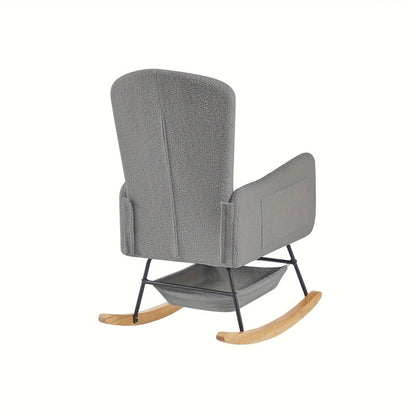Upholstered Metal Rocking Chair with Solid Wood Construction detail image - detail view 9