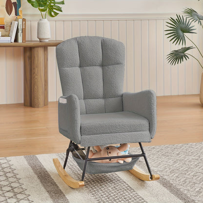 Rocking Chair shown in the Teddy Fabric (Grey) option