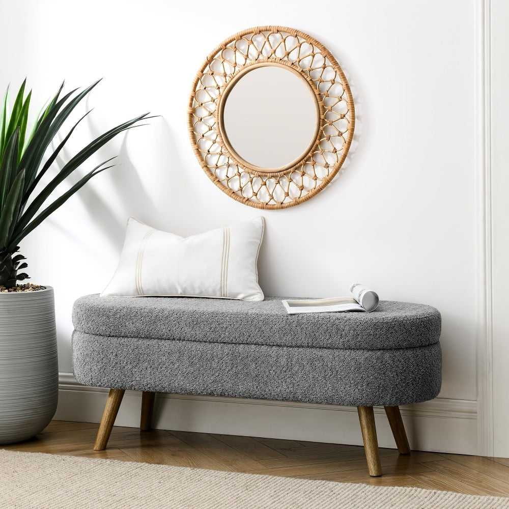 Upholstered Solid Wood Storage Ottoman Bench with Hidden Storage for Living Room detail image - detail view 19