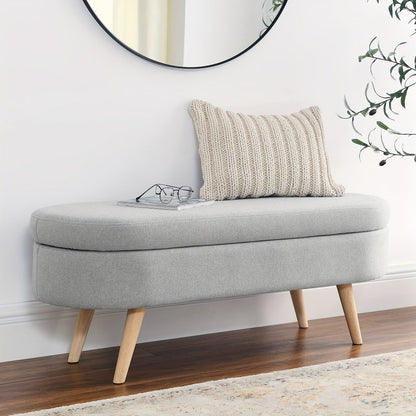 Upholstered Solid Wood Storage Ottoman Bench with Hidden Storage for Living Room detail image - detail view 5