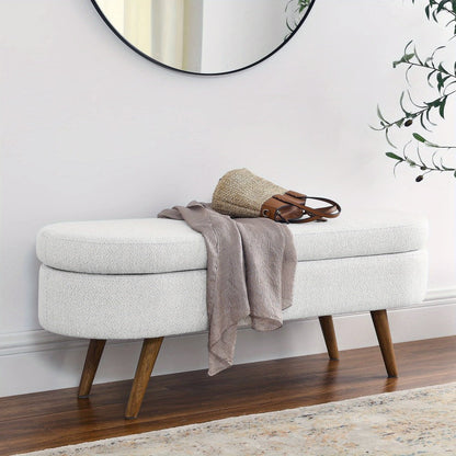 Upholstered Solid Wood Storage Ottoman Bench with Hidden Storage for Living Room detail image - detail view 7