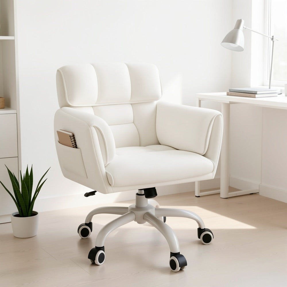 Upholstered Vanity Chair with Adjustable Height and Rolling Wheels detail image - detail view 10
