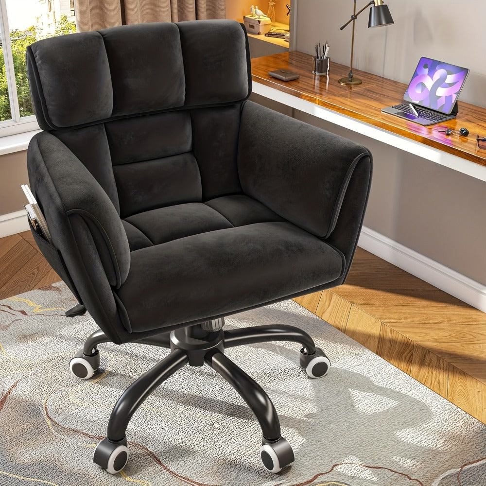 Upholstered Vanity Chair with Adjustable Height and Rolling Wheels detail image - detail view 9