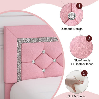 Upholstered Wood Bed Frame with No Box Spring Needed and Memory Foam detail image - detail view 14