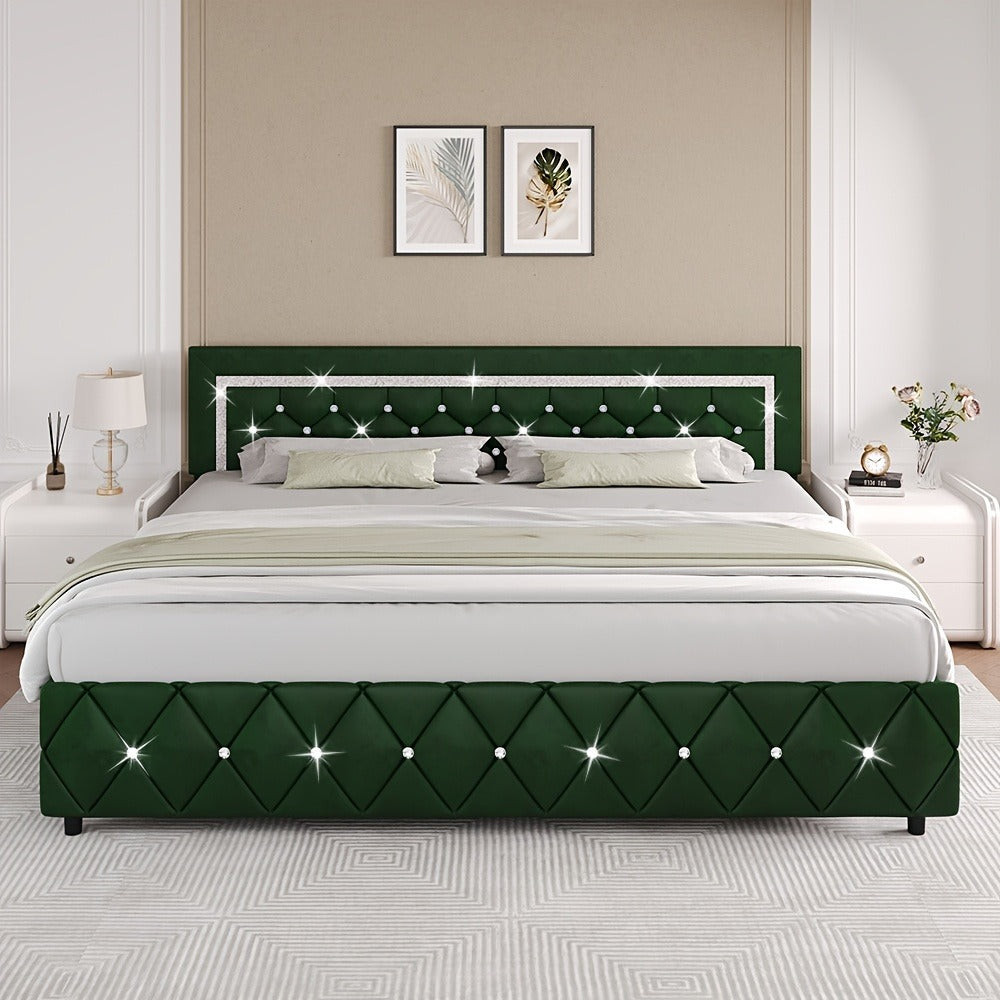 Upholstered Wood Bed Frame with No Box Spring Needed and Memory Foam detail image - detail view 21