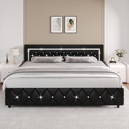 Upholstered Wood Bed Frame with No Box Spring Needed and Memory Foam detail image - detail view 7