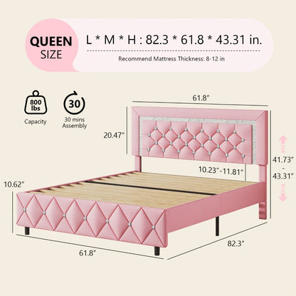 Upholstered Wood Bed Frame with No Box Spring Needed and Memory Foam detail image - detail view 8