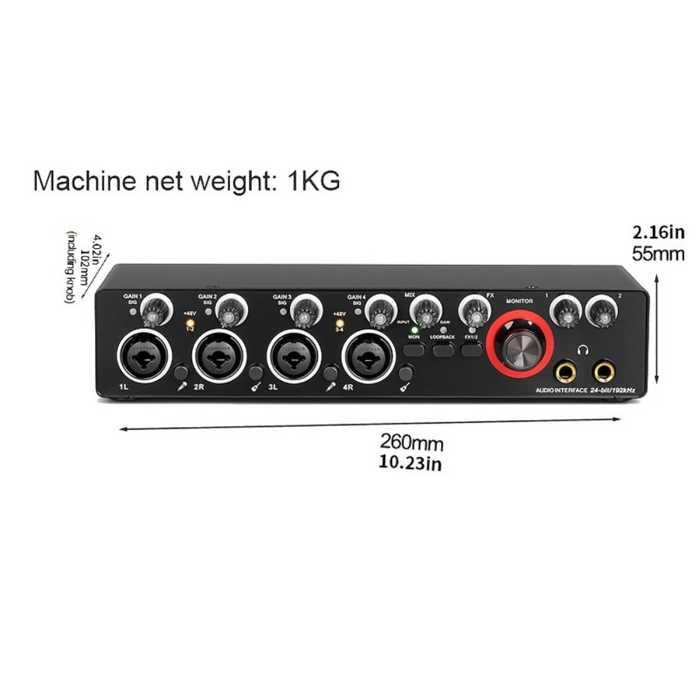 USB Audio Interface, 192Khz, Professional, 4-Channel, Sound for Recording and Streaming detail image - detail view 14