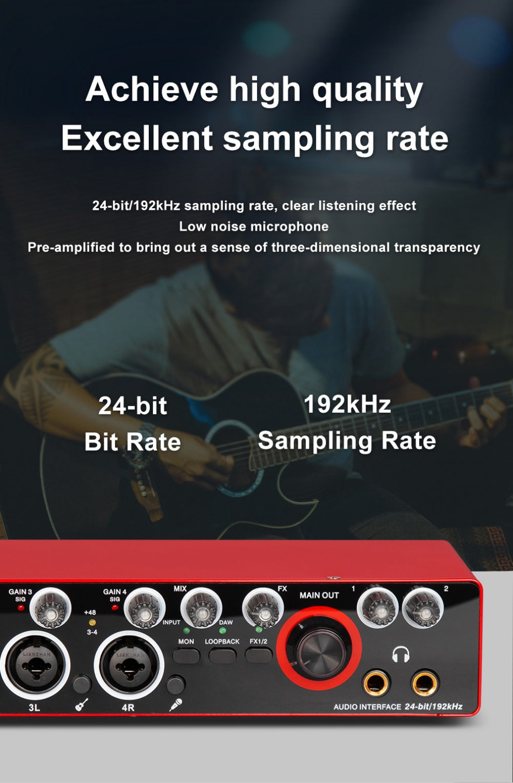 USB Audio Interface, 192Khz, Professional, 4-Channel, Sound for Recording and Streaming detail image - detail view 18