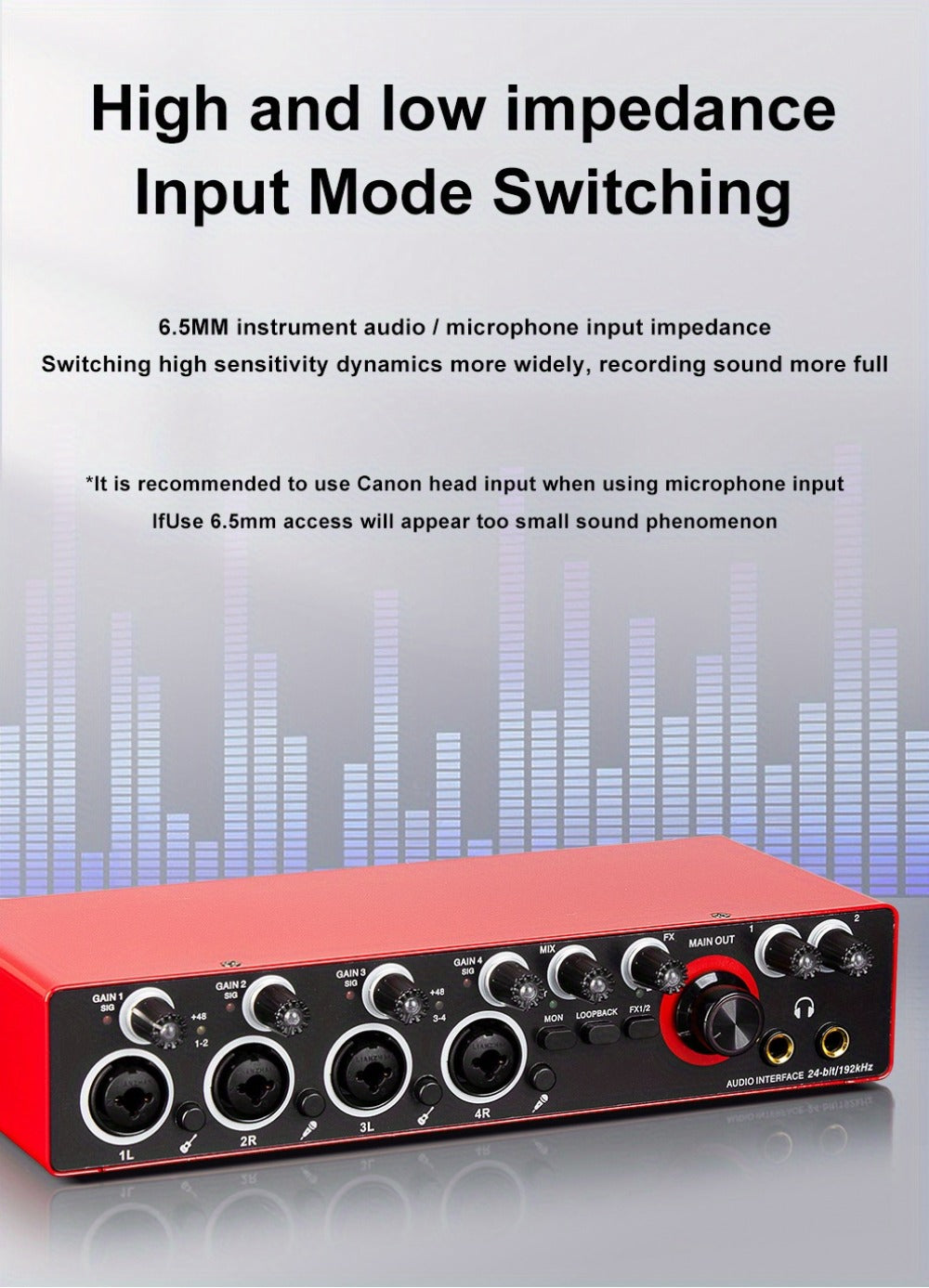 USB Audio Interface, 192Khz, Professional, 4-Channel, Sound for Recording and Streaming detail image - detail view 24