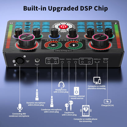 USB Audio Interface, 5V, Wireless, USB-C, Podcast, Microphone for Recording and Streaming detail image - detail view 14
