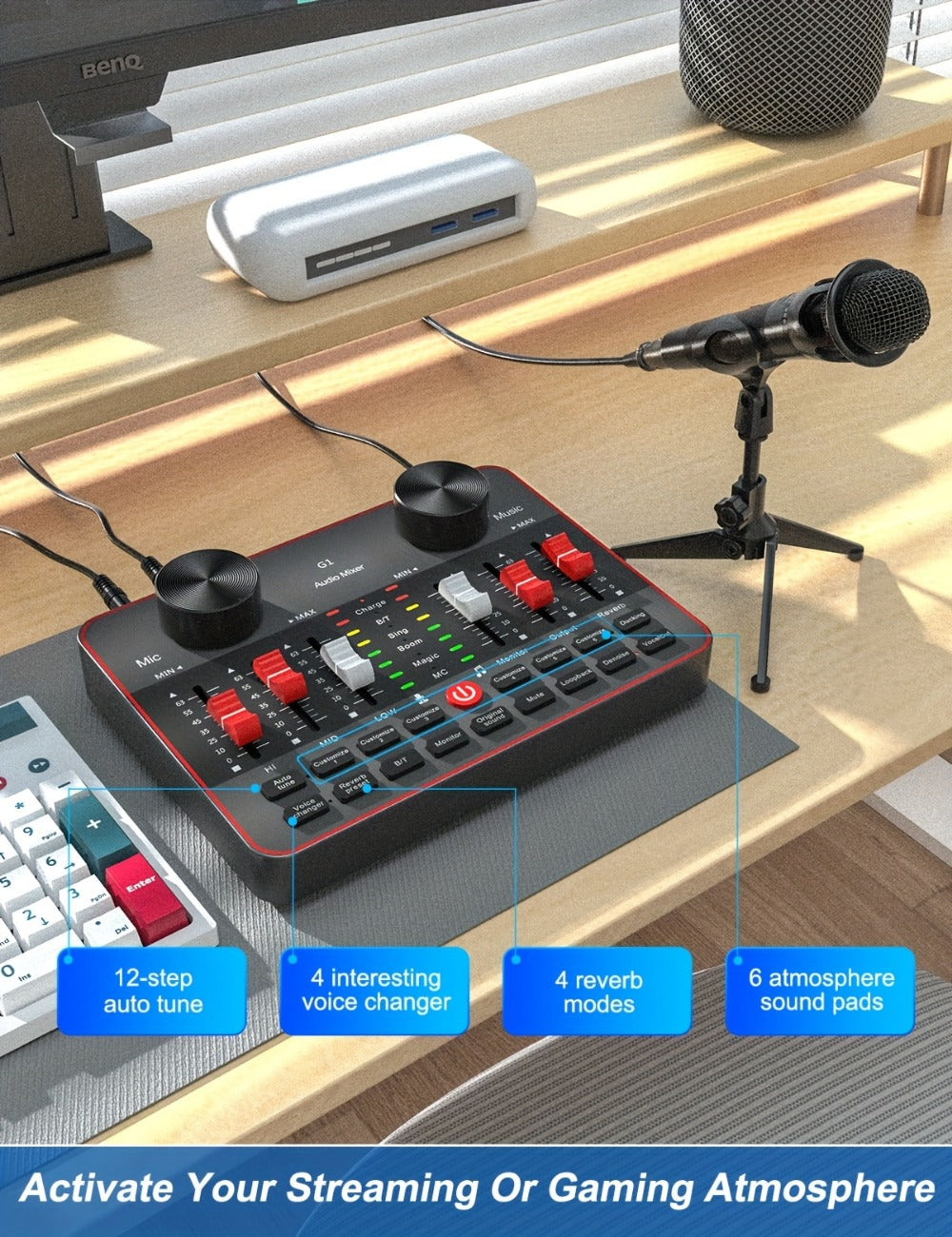 USB Audio Interface, Adjustable, USB, Podcast, Equipment for Recording and Streaming detail image - detail view 13