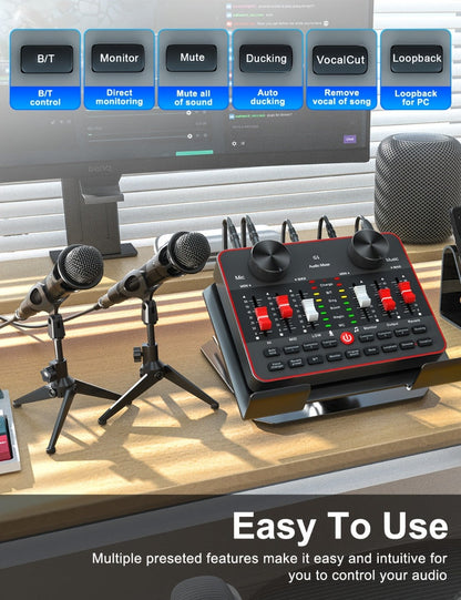 USB Audio Interface, Adjustable, USB, Podcast, Equipment for Recording and Streaming detail image - detail view 14
