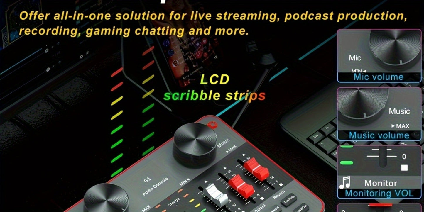 USB Audio Interface, Adjustable, USB, Podcast, Equipment for Recording and Streaming detail image - detail view 19