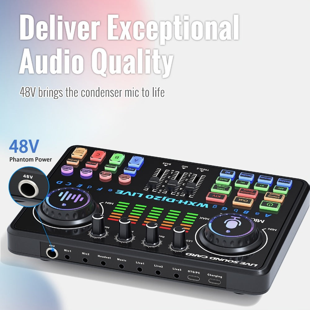 USB Audio Interface, Bluetooth, Wireless, Podcast, Equipment for Recording and Streaming detail image - detail view 8