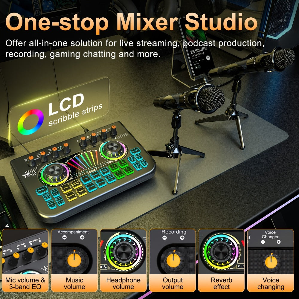 USB Audio Interface, Cardioid, USB, Rechargeable, Professional, Mixer for Recording detail image - detail view 10