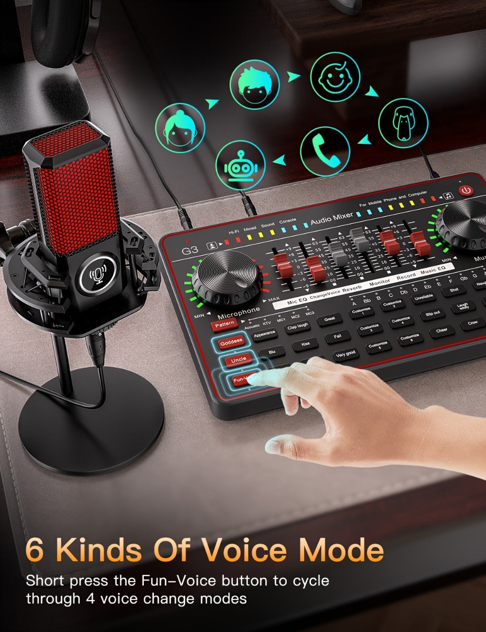 USB Audio Interface, Cardioid, USB, Rechargeable, Professional, Mixer for Recording detail image - detail view 13