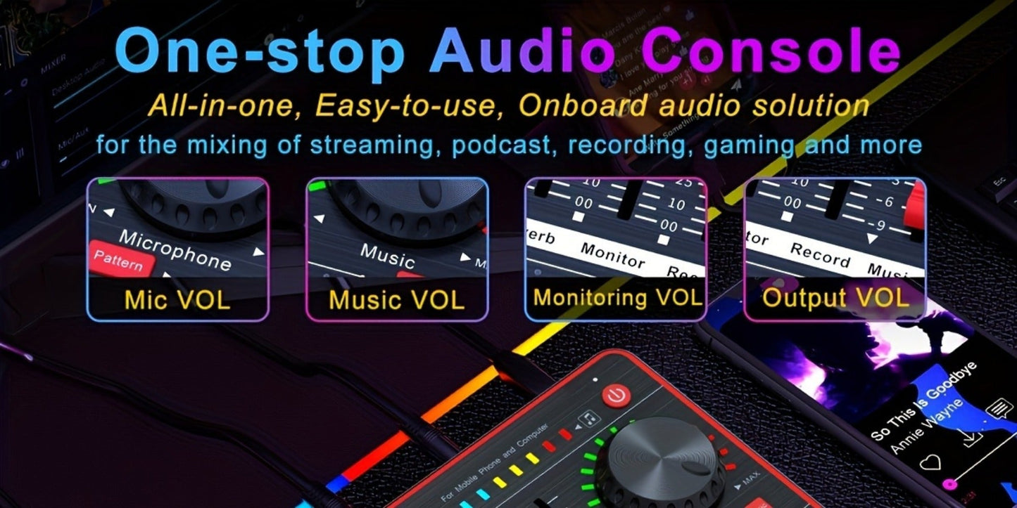 USB Audio Interface, Cardioid, USB, Rechargeable, Professional, Mixer for Recording detail image - detail view 20