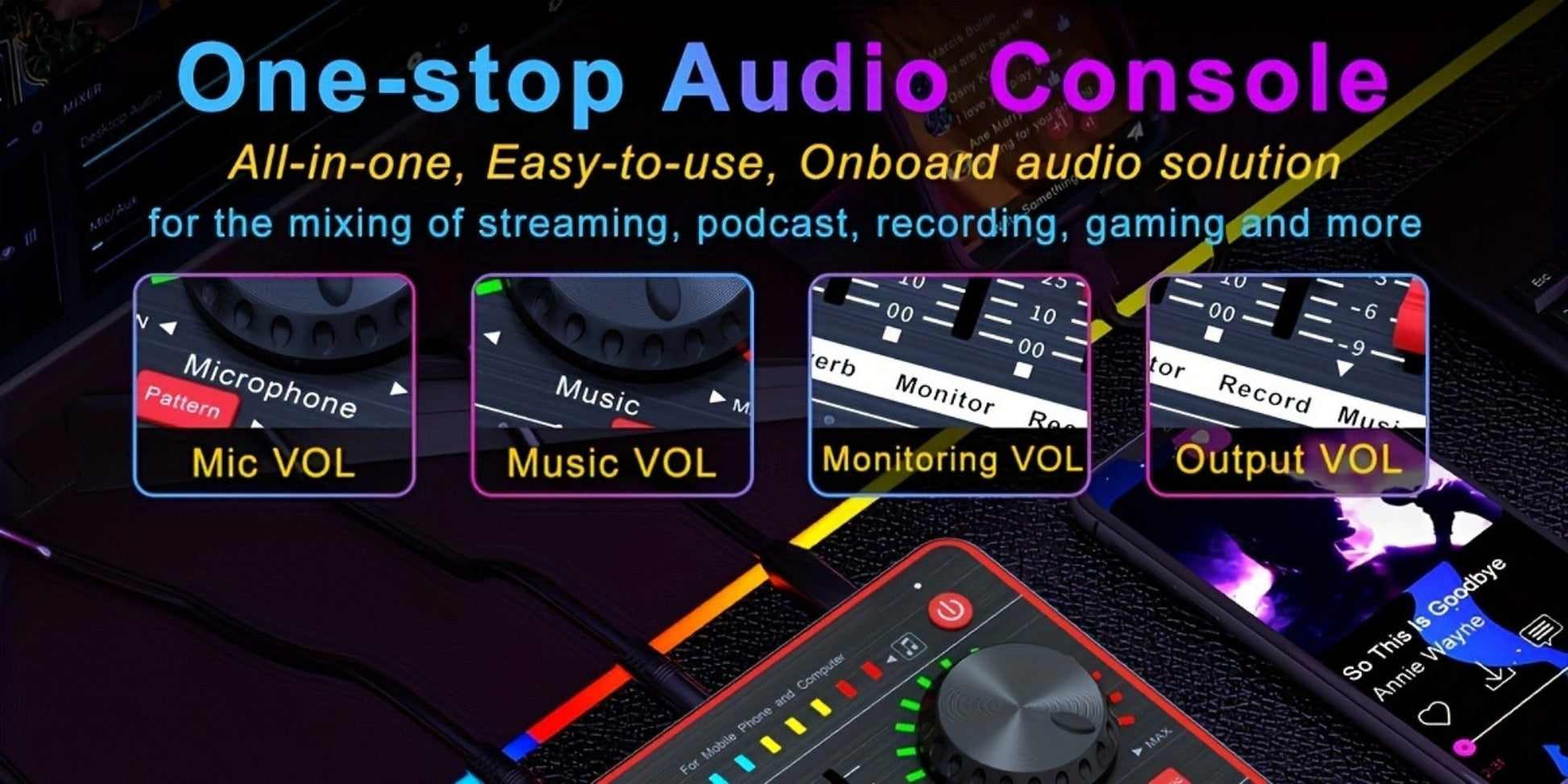USB Audio Interface, Cardioid, USB, Rechargeable, Professional, Mixer for Recording detail image - detail view 20