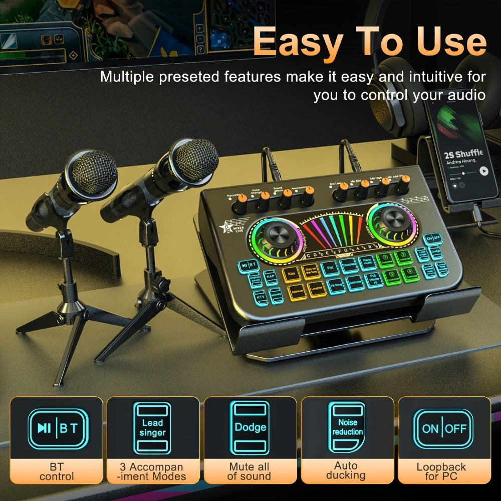 USB Audio Interface, Cardioid, USB, Rechargeable, Professional, Mixer for Recording detail image - detail view 9
