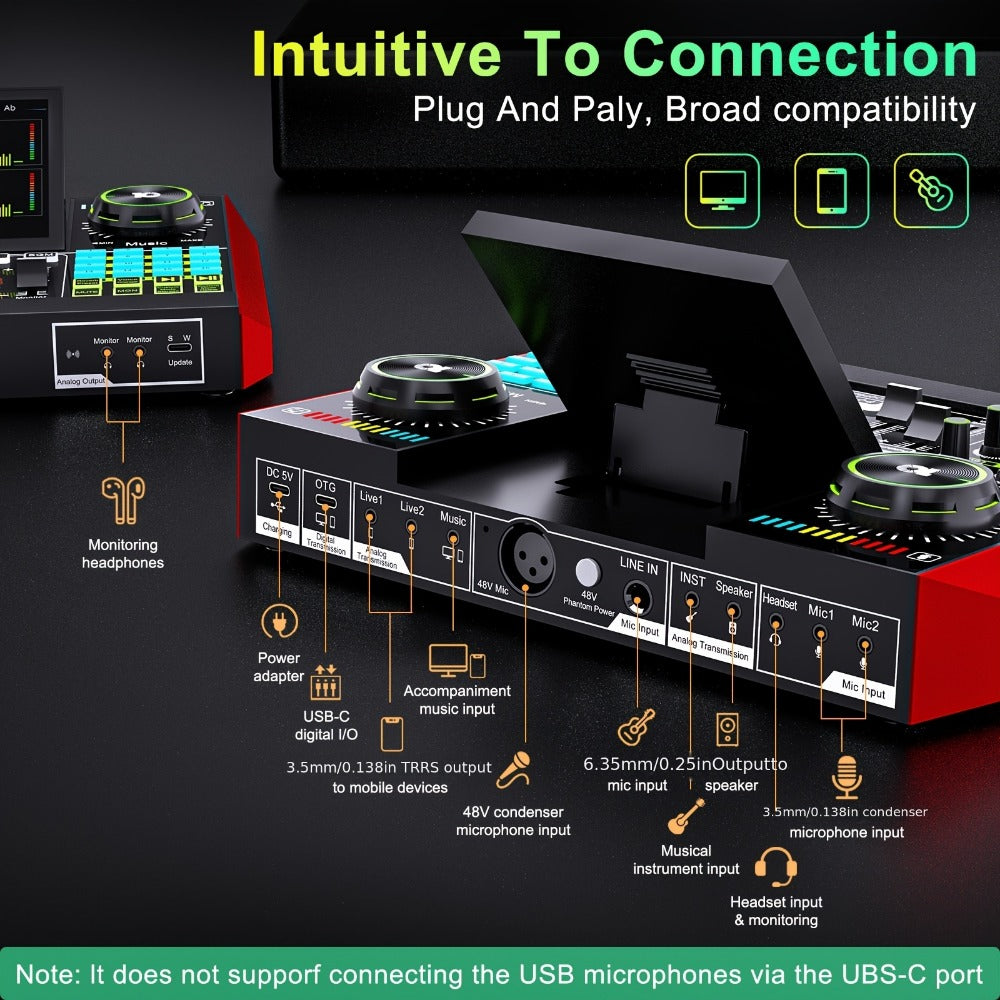 USB Audio Interface, Condenser, USB, Tenlamp, G10, Pro for Recording and Streaming detail image - detail view 11