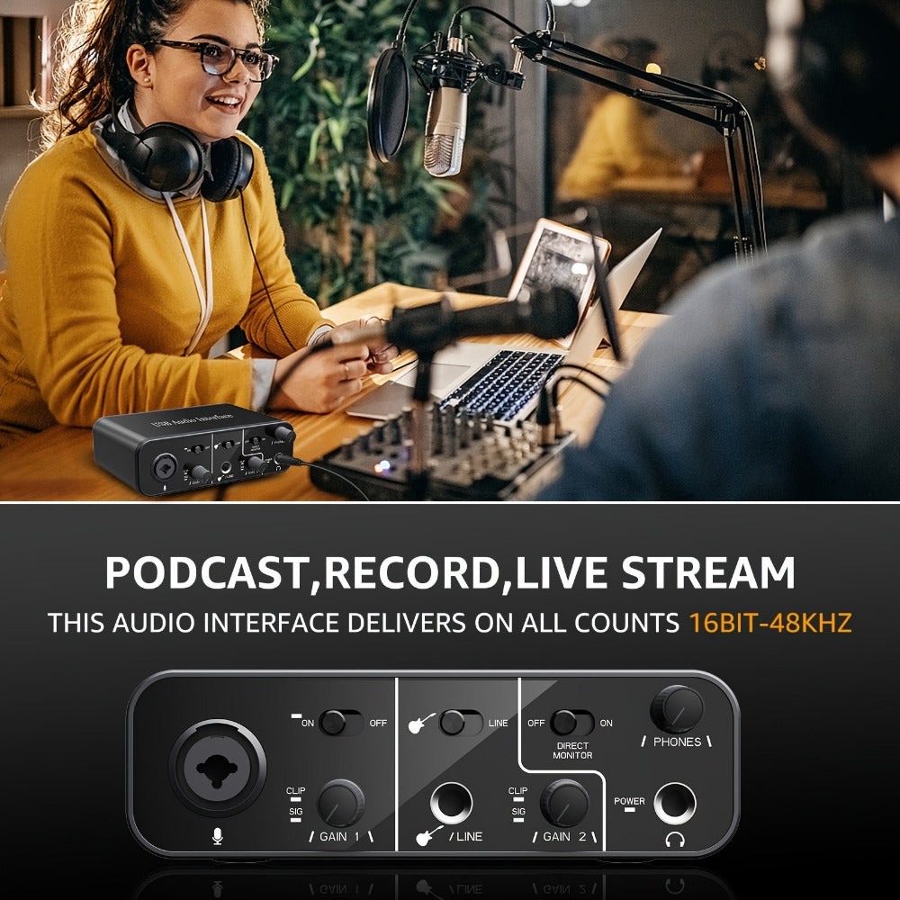 USB Audio Interface, USB-C, USB, Mic, Preamps, Cable for Recording and Streaming detail image - detail view 9