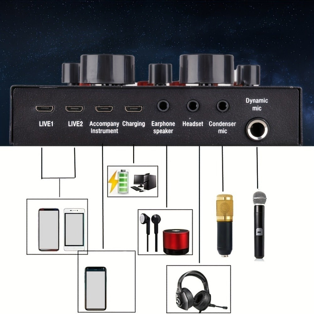 USB Audio Interface, V8-JIN, USB, Rechargeable, Podcast, Equipment for Recording detail image - detail view 9