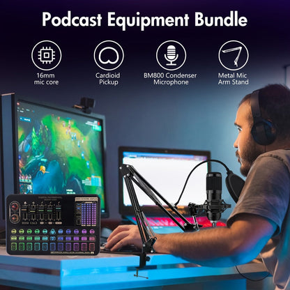 USB Audio Interface, V8K + BM800, USB-C, USB, Podcast, Equipment, Bundle for Recording detail image - detail view 16